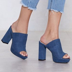 ✨Nasty Gal Patch Up Denim Mule